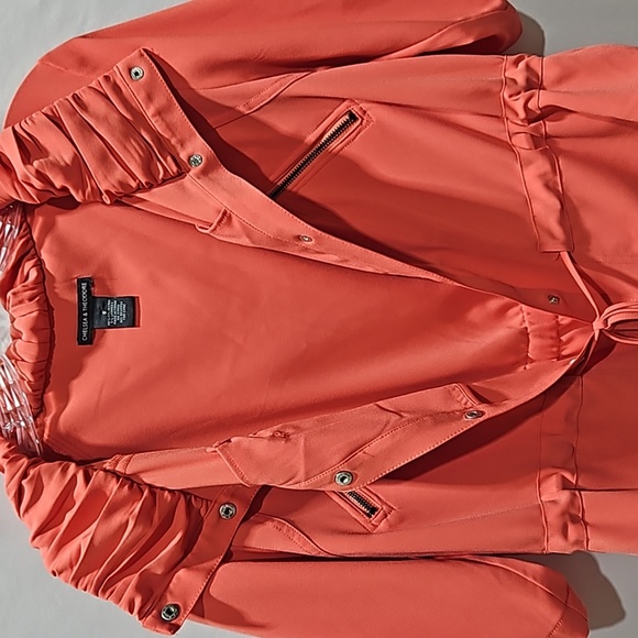 Vintage, Chelsea & Theodore, Jacket, Coral, Sz Sm, 3/4 Sleeve, Pockets, Tie - Picture 15 of 16